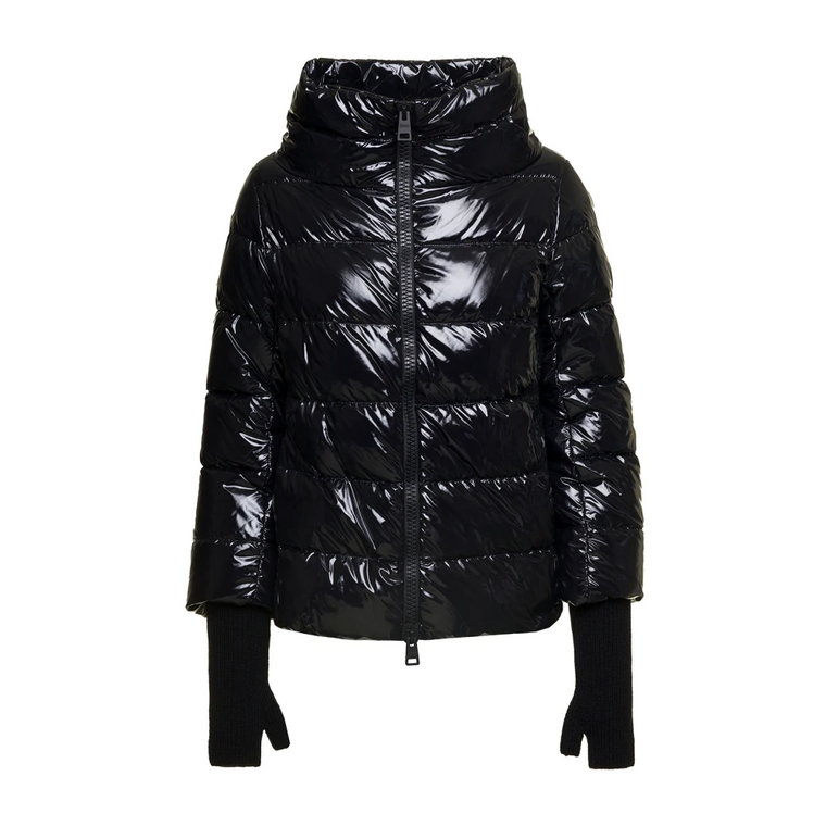 Czarna kurtka Gloss Puffer dla kobiet Herno