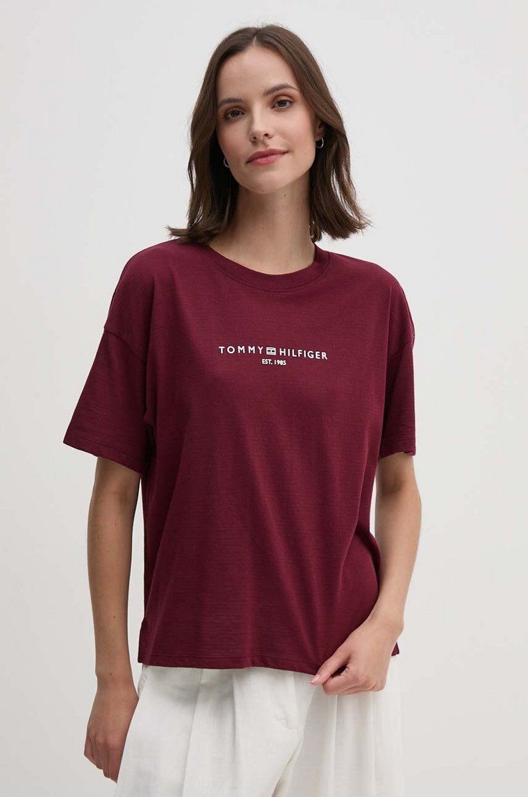 Tommy Hilfiger t-shirt damski kolor bordowy