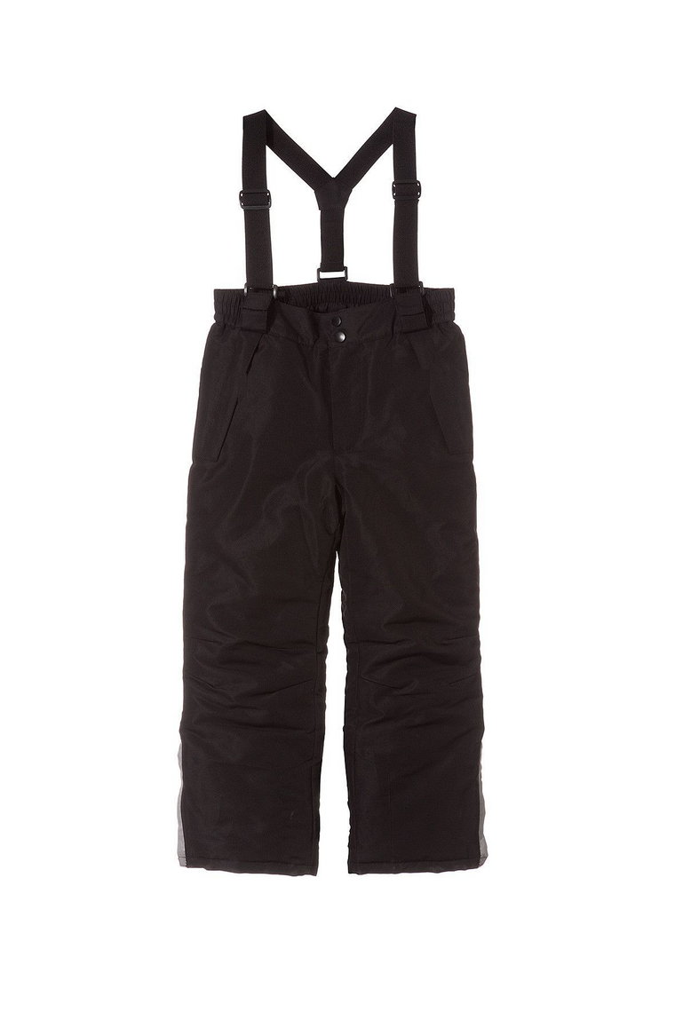Spodnie narciarskie chłopięce basic- czarne z elementami odblaskowymi