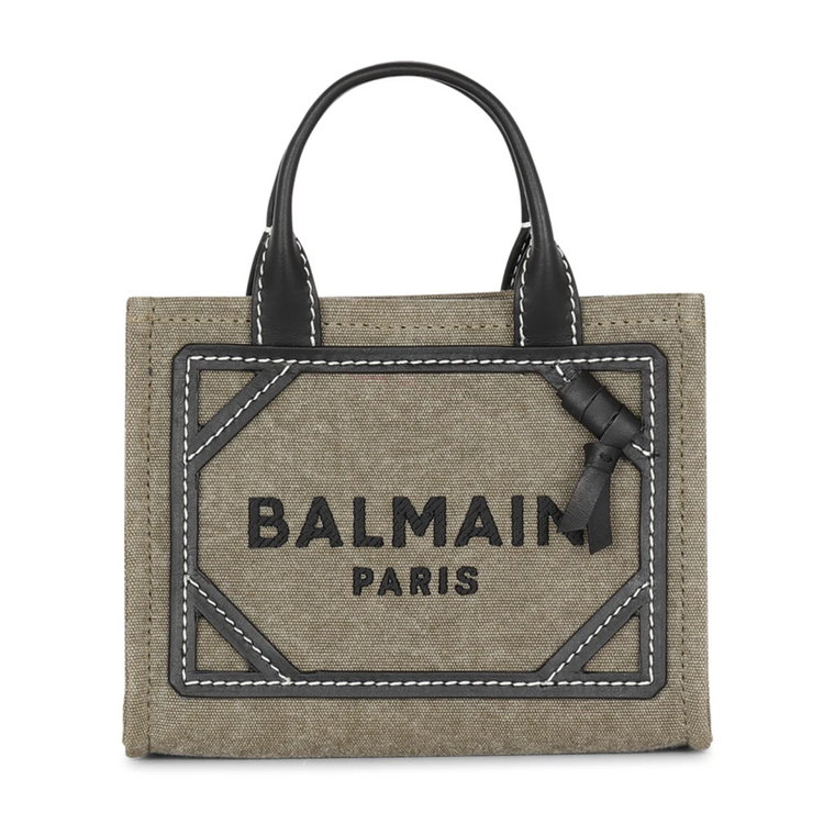 B-Army mini canvas shopping bag with leather inserts Balmain