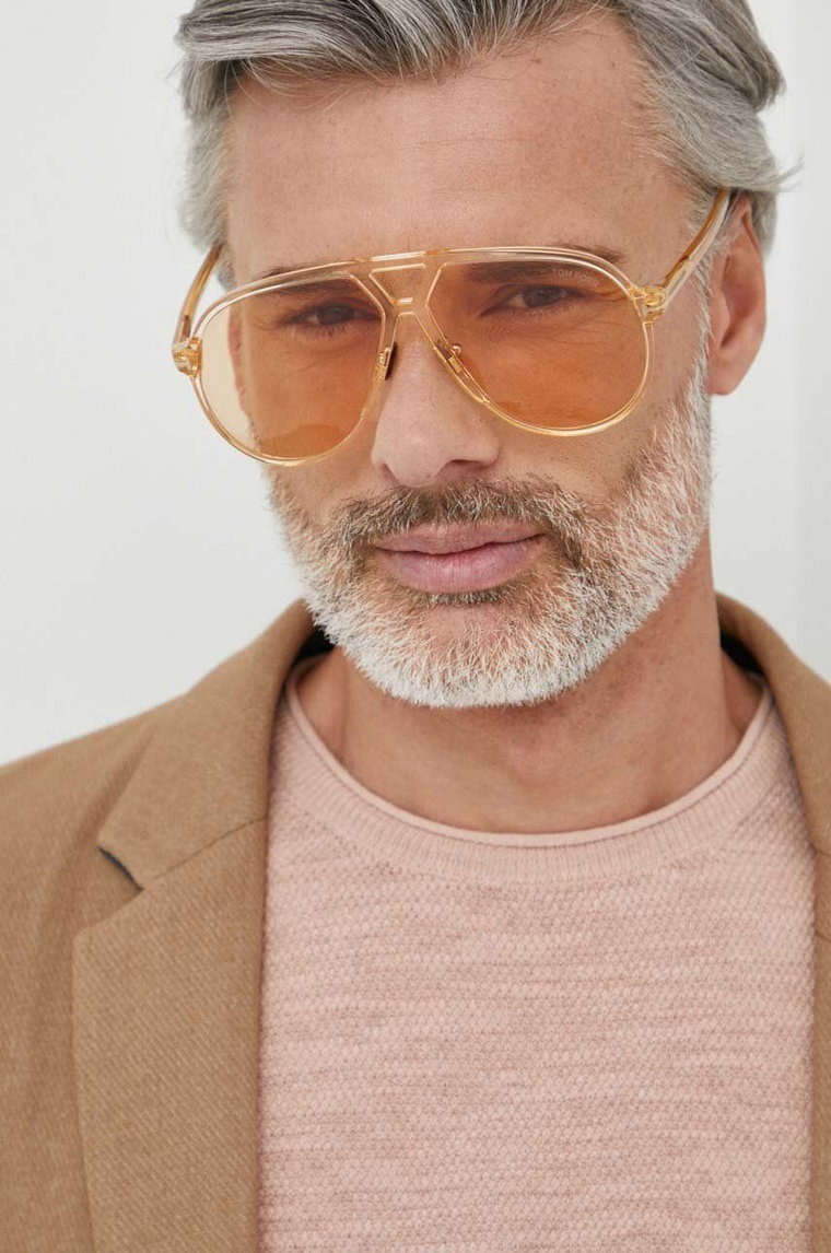 Tom Ford okulary przeciwsłoneczne męskie kolor beżowy FT1061_6445E