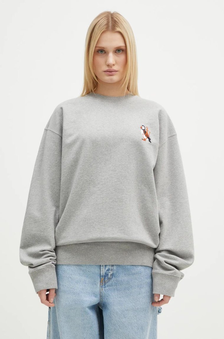 JW Anderson bluza bawełniana Puffin Embroidery Sweatshirt kolor szary z aplikacją JW0207.PG1632.945