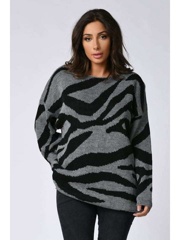 Plus Size Company Sweter "Uma" w kolorze szaro-czarnym
