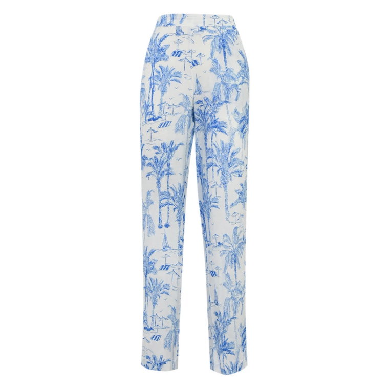 Niebieskie lniane spodnie palmowe MC2 Saint Barth