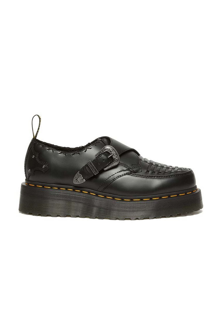 Dr. Martens półbuty skórzane Ramsey Quad Monk damskie kolor czarny na platformie DM31680001