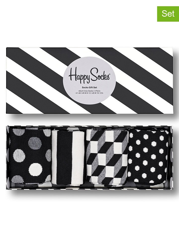 Happy Socks 4-częściowy zestaw prezentowy w kolorze czarno-białym