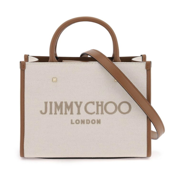 Mała torba Avenue Tote z ćwiekami i haftowanym logo Jimmy Choo