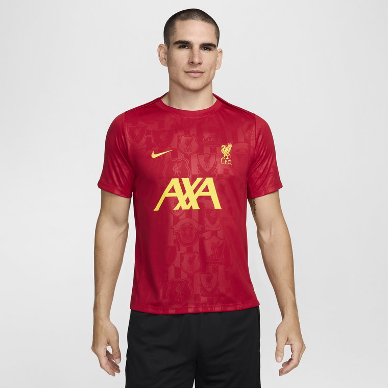 Męska przedmeczowa koszulka piłkarska z krótkim rękawem Nike Dri-FIT Liverpool F.C. Academy Pro - Czerwony