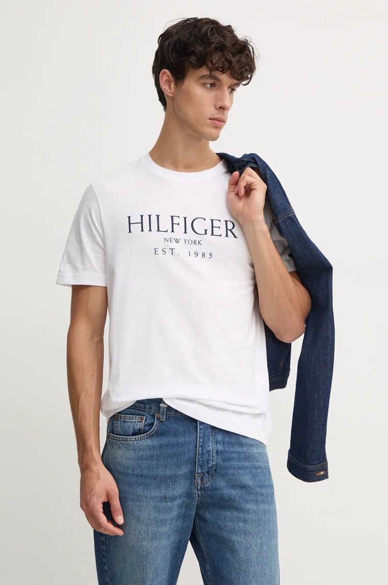 Tommy Hilfiger t-shirt bawełniany męski kolor biały z nadrukiem MW0MW36499