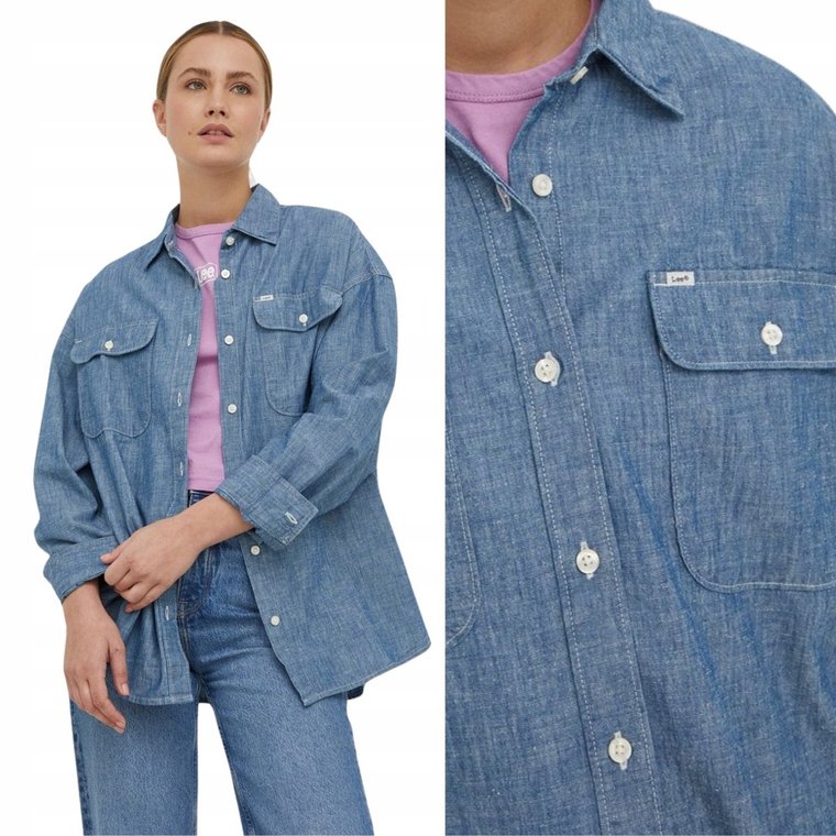 Lee FRONTIER SHIRT Washed Kansas LUŹNA KOSZULA JEANSOWA CIENKI DżINS S