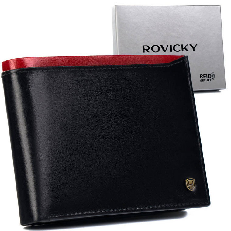Klasyczny skórzany portfel z systemem RFID Protect  Rovicky
