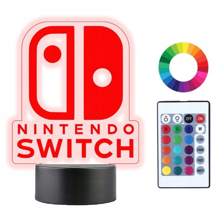 Lampka Nocna 3D Led Nintendo Switch Grawer Imię