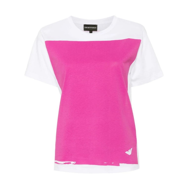 Fuchsia T-shirty i Pola Kolory Blok Projekt Emporio Armani