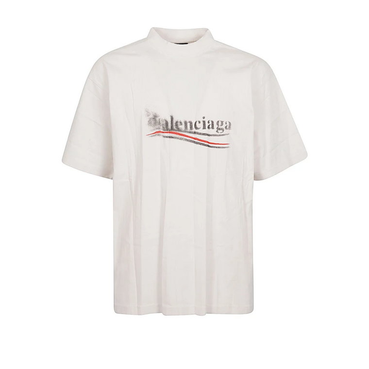 Beżowy Polityczny Stencil Logo T-shirt Balenciaga