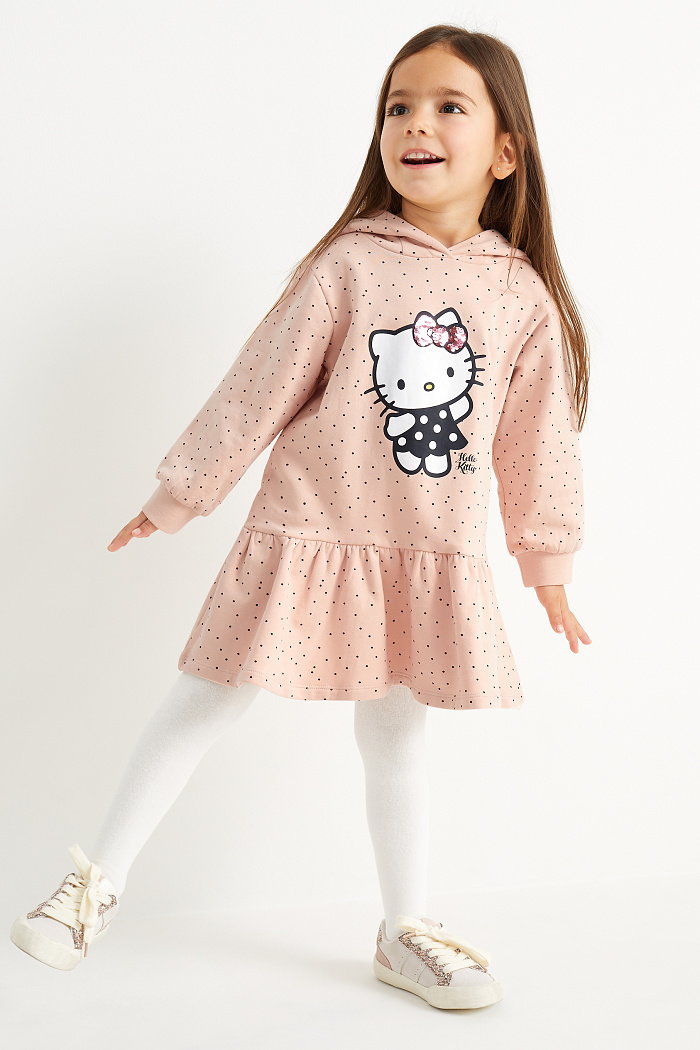 C&A Hello Kitty-sukienka dresowa z kapturem, Jasnoróżowy, Rozmiar: 116
