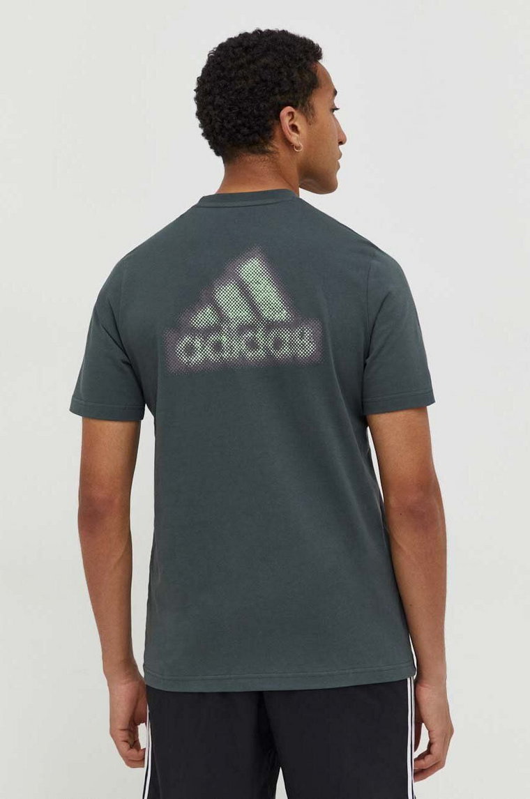 adidas t-shirt bawełniany męski kolor zielony z nadrukiem IN6227