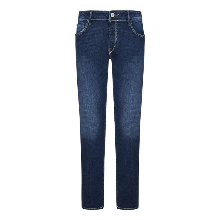 Slim Cut Indigo Blue Denim Jeans Hand Picked