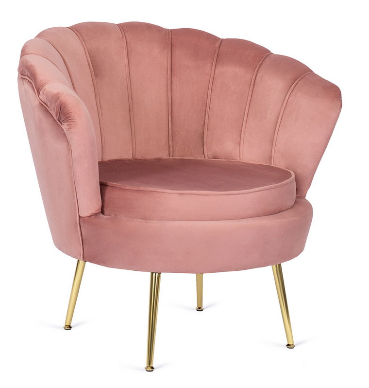 Różowy welurowy fotel glamour do salonu - Apro