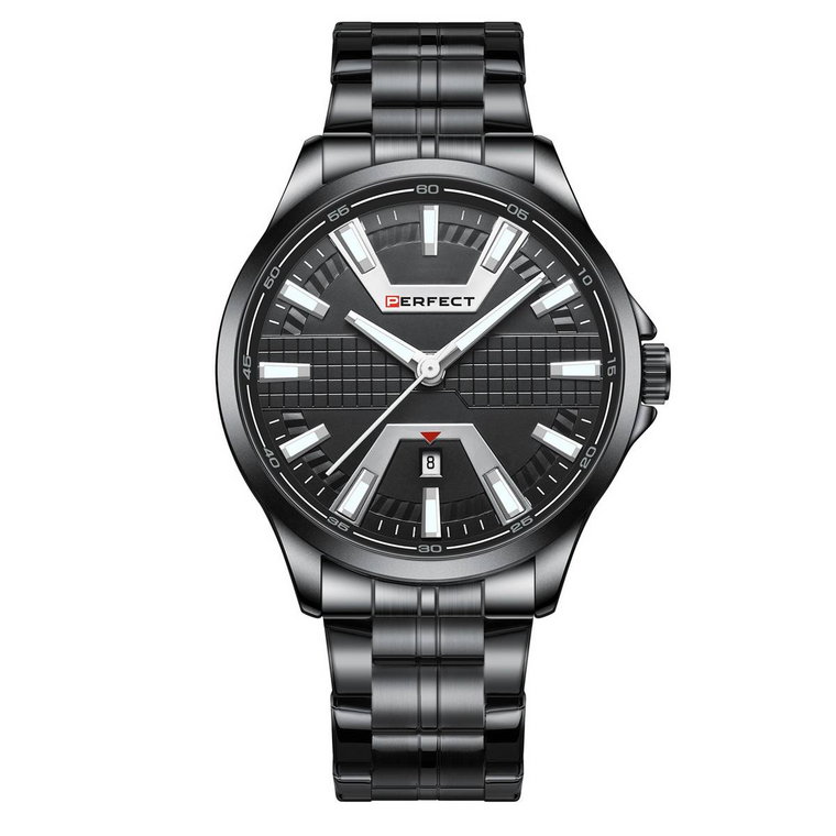 Czarny zegarek męski bransoleta duży solidny Perfect M112D czarny