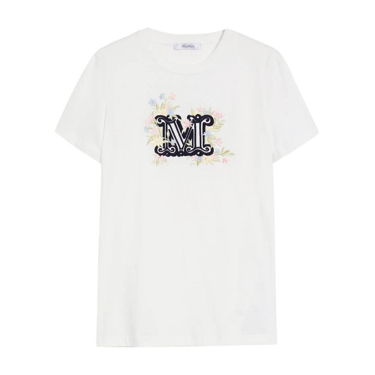Koszulka z haftem kwiatowym i okrągłym dekoltem Max Mara