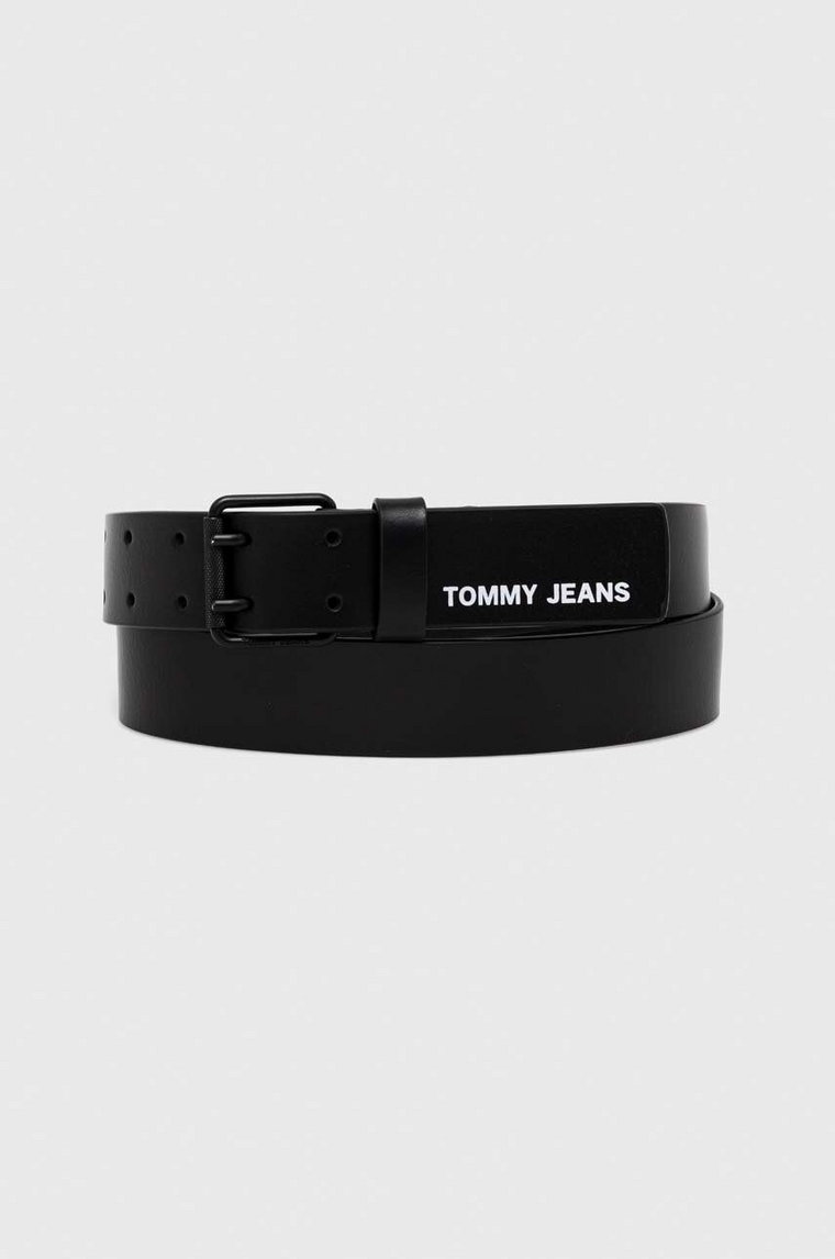Tommy Jeans pasek skórzany męski kolor czarny