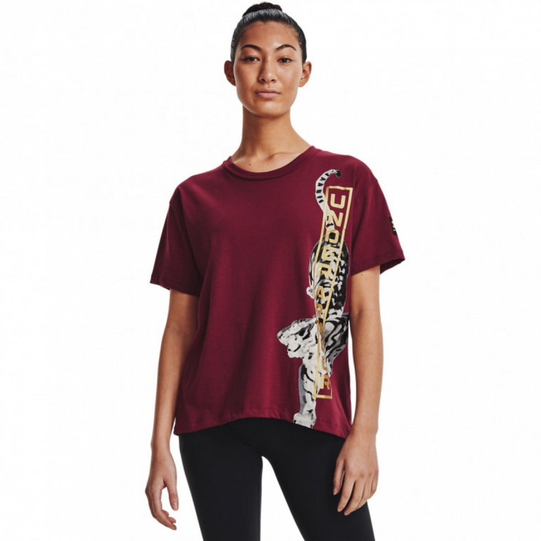 Damski t-shirt z nadrukiem Under Armour CNY Graphic Tee - bordowy