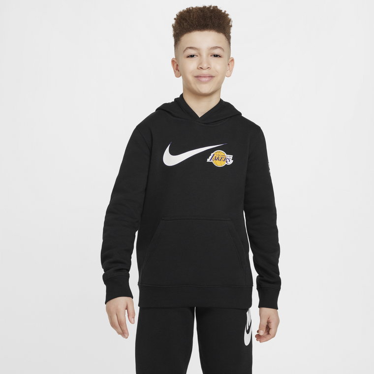Bluza z kapturem dla dużych dzieci (chłopców) Nike NBA Los Angeles Lakers Club Fleece Essential - Fiolet