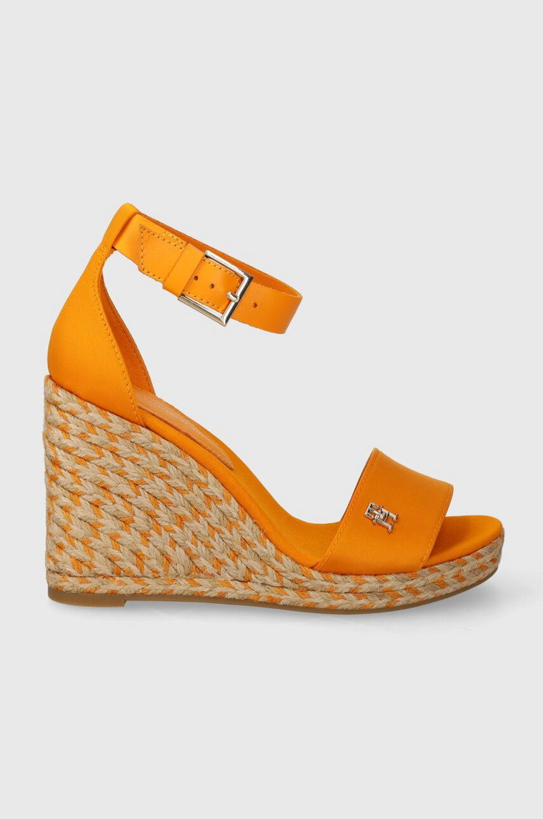 Tommy Hilfiger sandały COLORFUL HIGH WEDGE SATIN SANDAL kolor żółty FW0FW07914