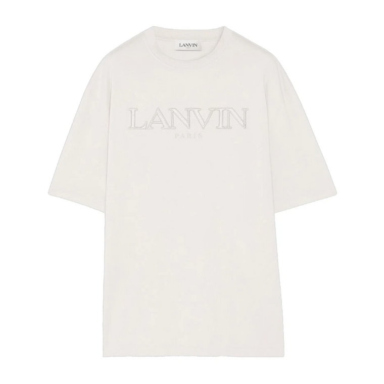 Klasyczny Haftowany Beżowy T-shirt Lanvin