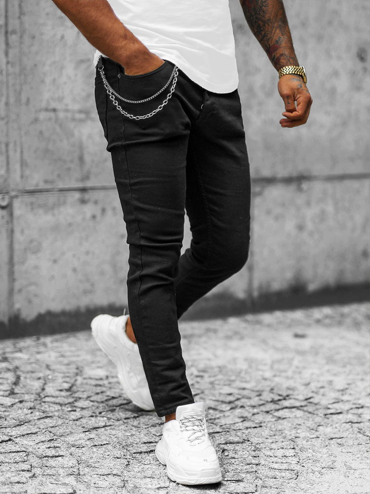 Spodnie jeansowe męskie czarne OZONEE E/5608/01