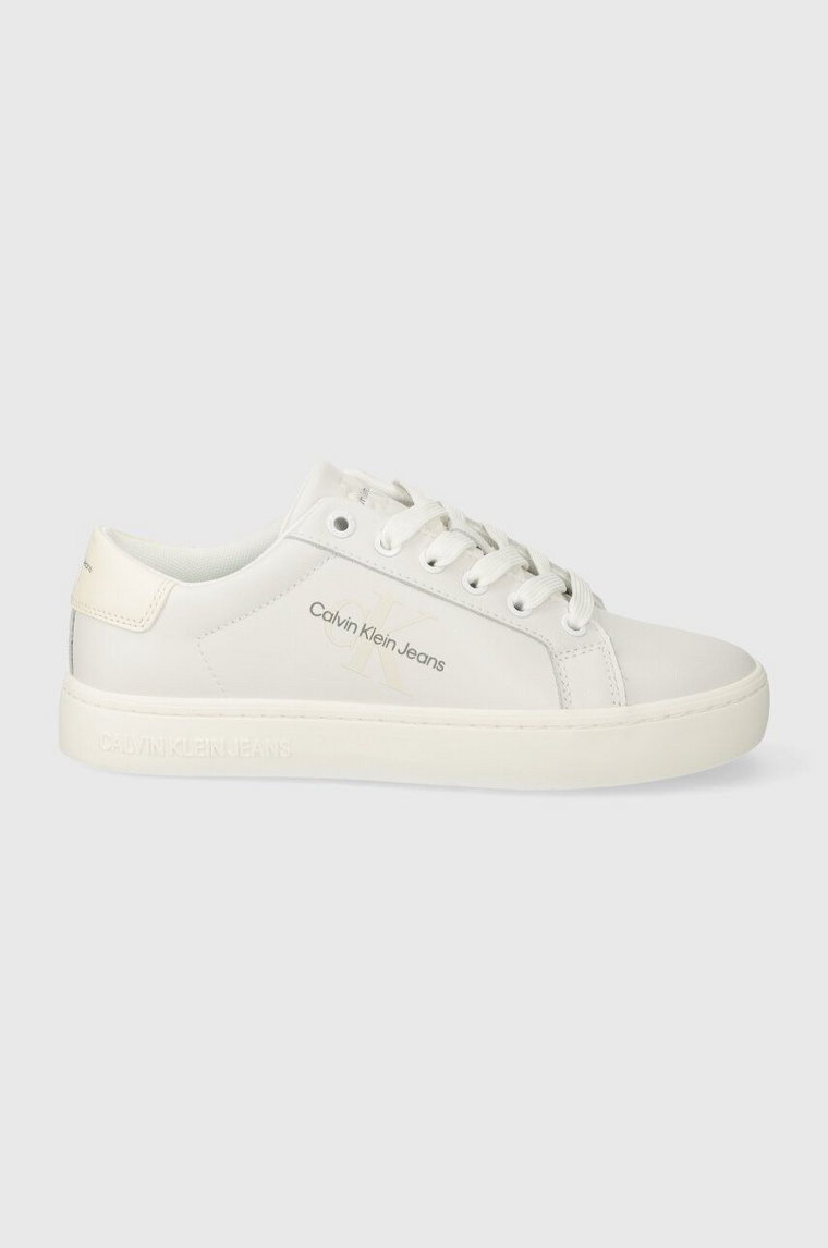 Calvin Klein Jeans sneakersy skórzane CLASSIC CUPSOLE LACEUP LTH WN kolor beżowy YW0YW01269