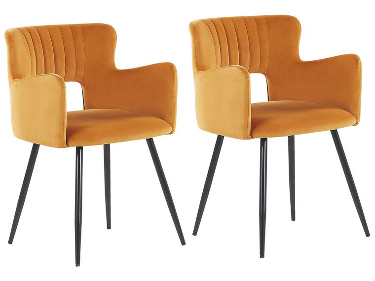 2 krzesła do jadalni welurowe pomarańczowe SANILAC