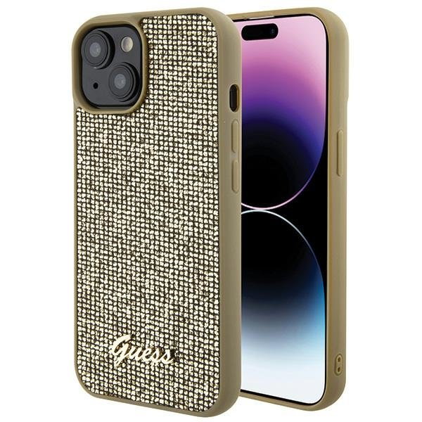 Guess GUHCP15SPMSDGSD iPhone 15 6.1" złoty/gold hardcase Disco Metal Script