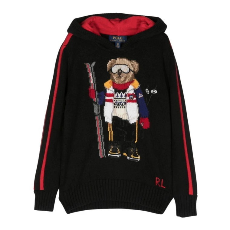 Czarne Swetry z Motywem Polo Bear Ralph Lauren