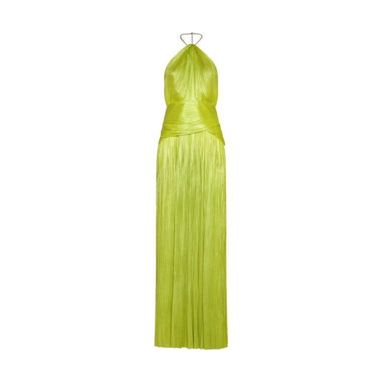Zielona Szyfonowa Sukienka z Efektem Plisowania Maria Lucia Hohan