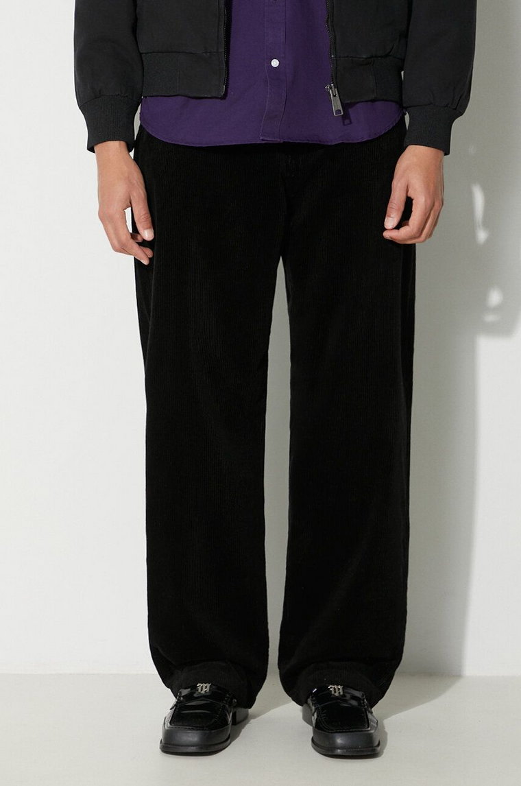 Carhartt WIP spodnie sztruksowe kolor czarny proste