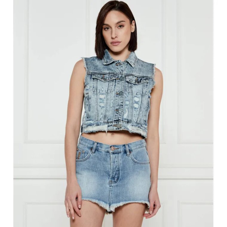 One Teaspoon Jeansowa kamizelka Acid Blue | Cropped Fit