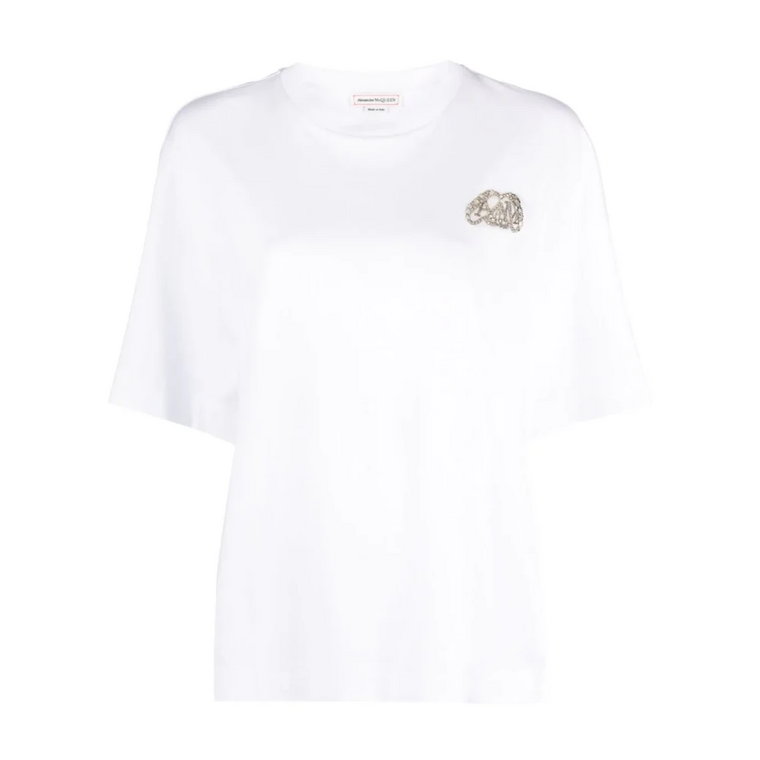 Koszulka z logo AMQ Seal z kryształowym haftem Alexander McQueen