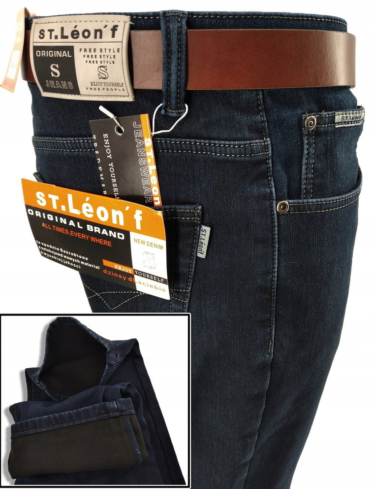 Spodnie Ocieplane Męskie Jeans W33 L30 86-88 CM