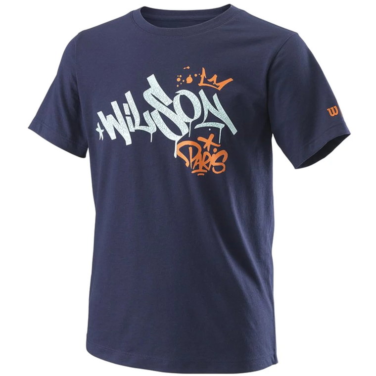 Wilson Paris Hope Tech Youth Tee WRA816001, Dla chłopca, Granatowe, t-shirty, bawełna, rozmiar: L