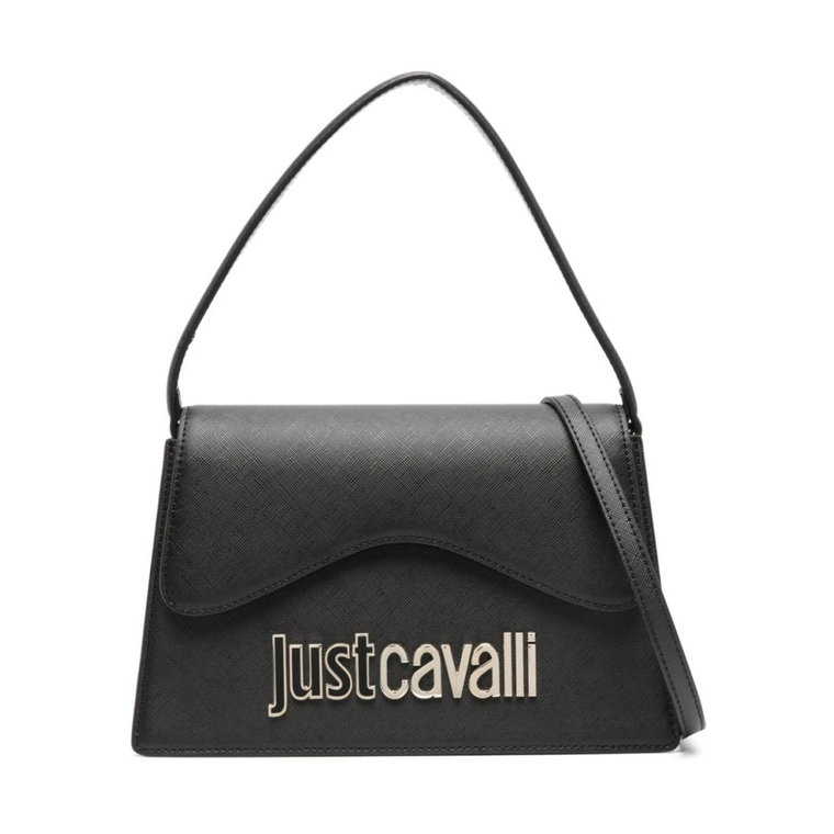 Czarna torba damska z logo z metalu Just Cavalli