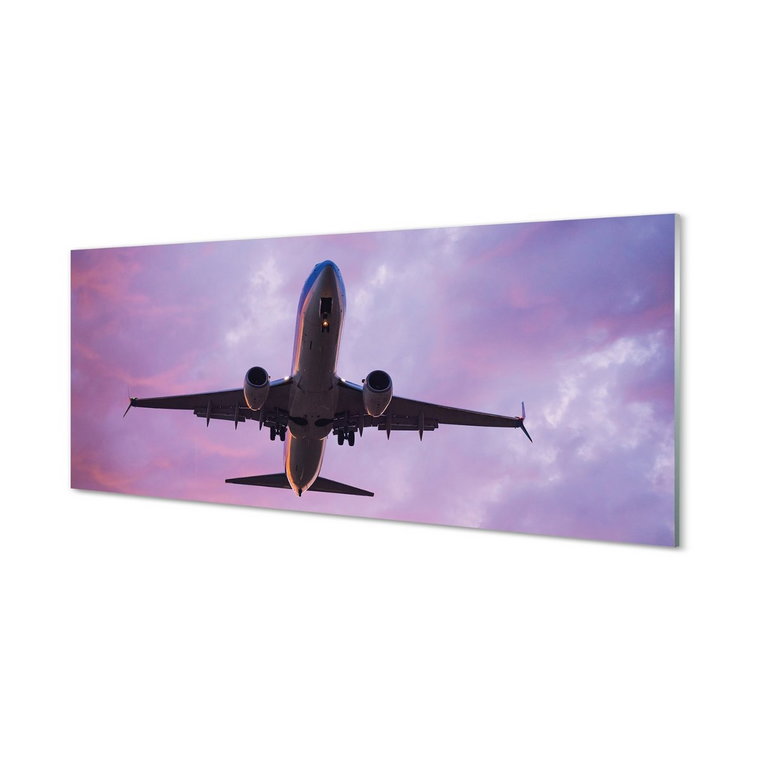 Szklany panel + klej Chmury niebo samolot 125x50 cm