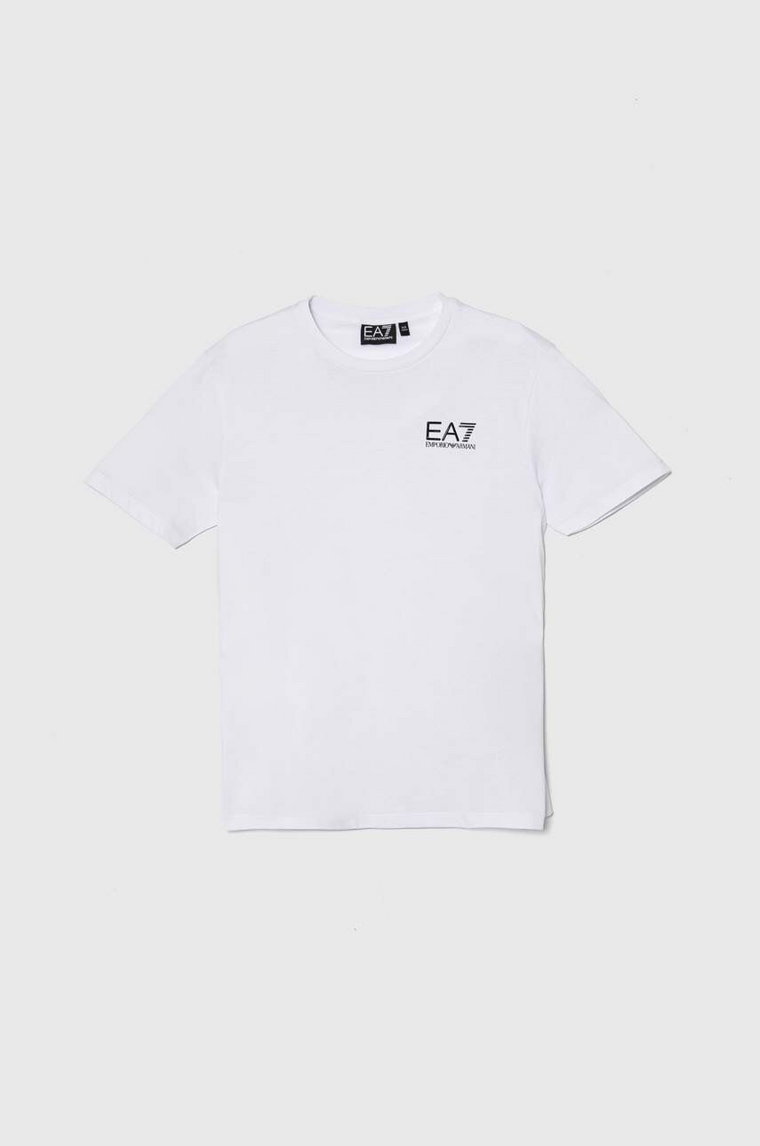EA7 Emporio Armani t-shirt bawełniany dziecięcy kolor biały z nadrukiem 8NBT51 BJ02Z