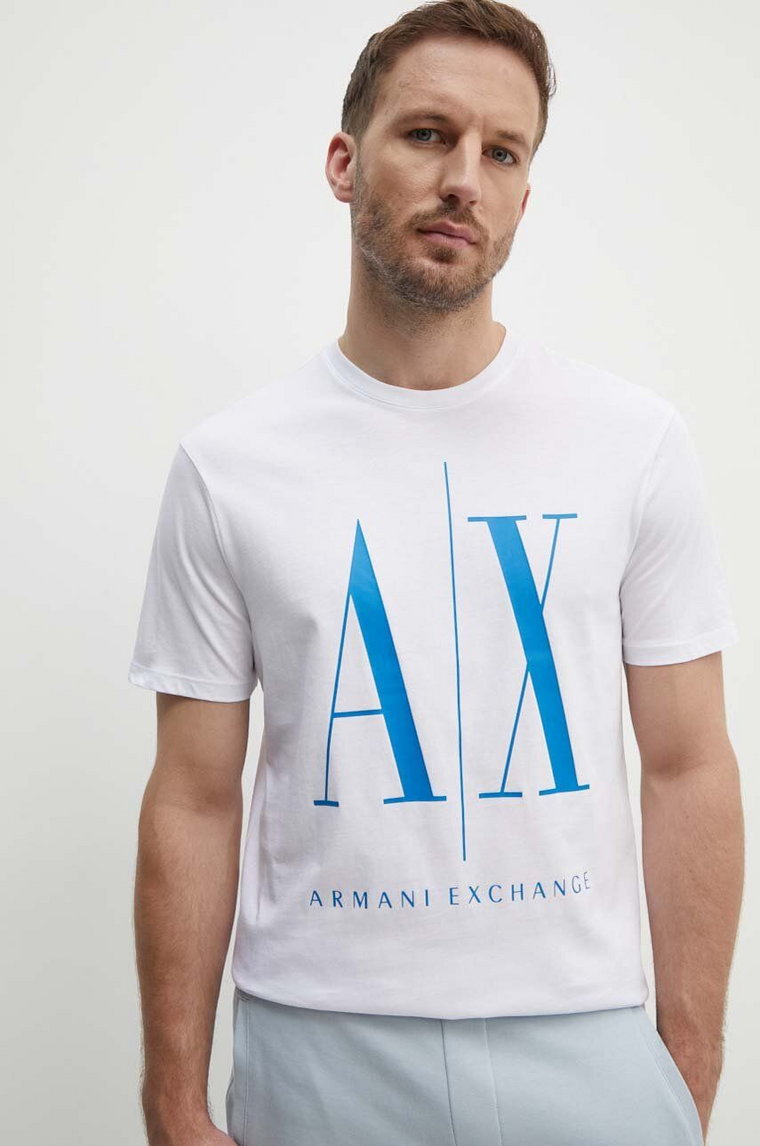 Armani Exchange t-shirt bawełniany kolor biały z nadrukiem