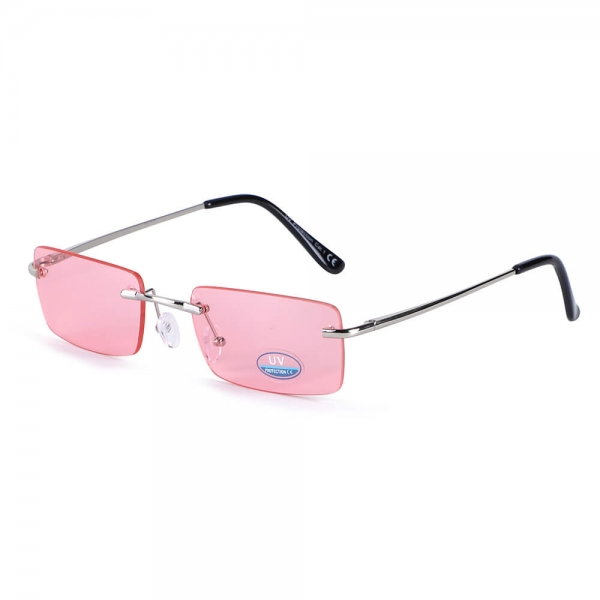 Okulary przeciwsłoneczne bezramkowe prostokątne Pink/Silver w kat.1 SVM-17