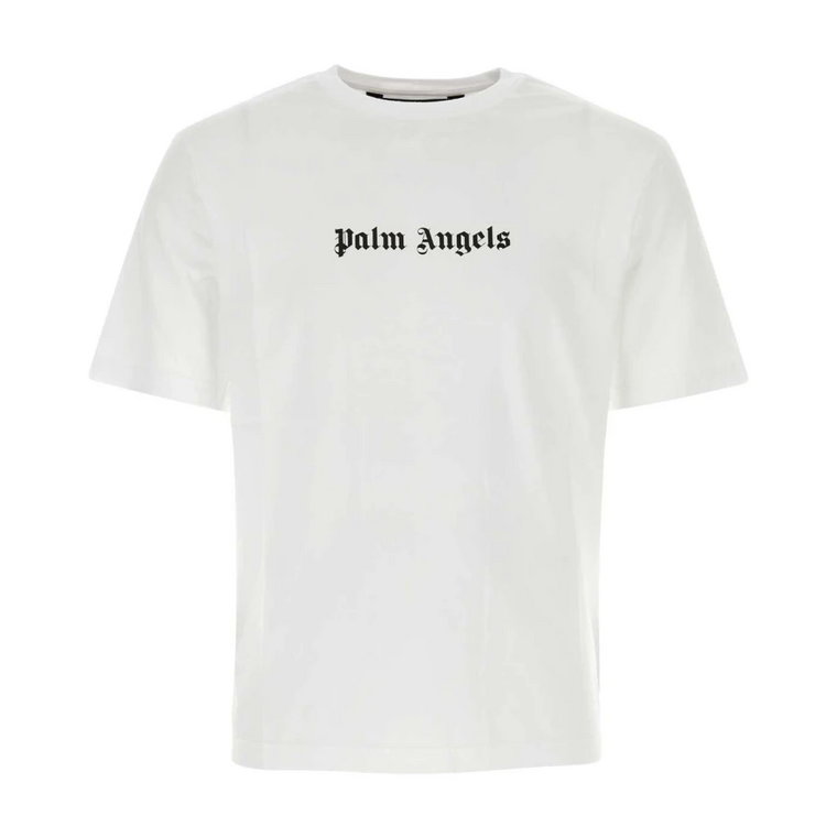Biała bawełniana koszulka - Klasyczny styl Palm Angels