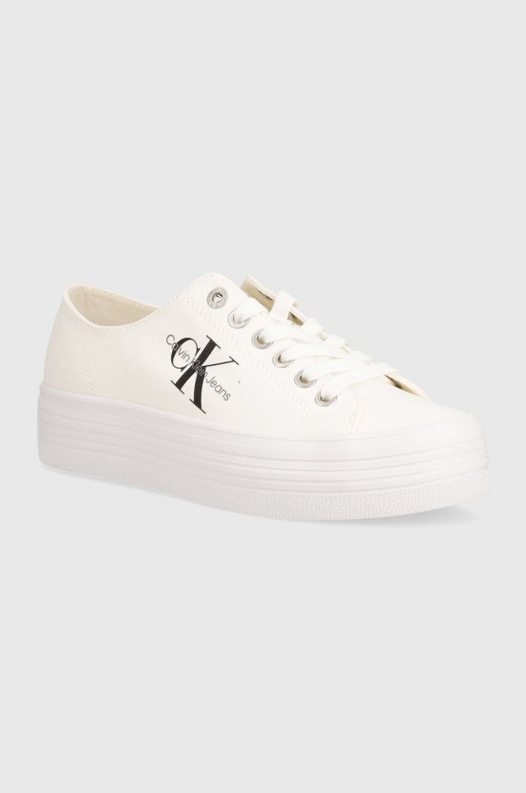 Calvin Klein Jeans tenisówki VULC FLATFORM ESSENTIAL MONO damskie kolor biały YW0YW01030