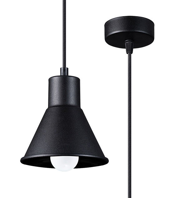 Czarna lampa wisząca w stylu loft - S166-Melvi