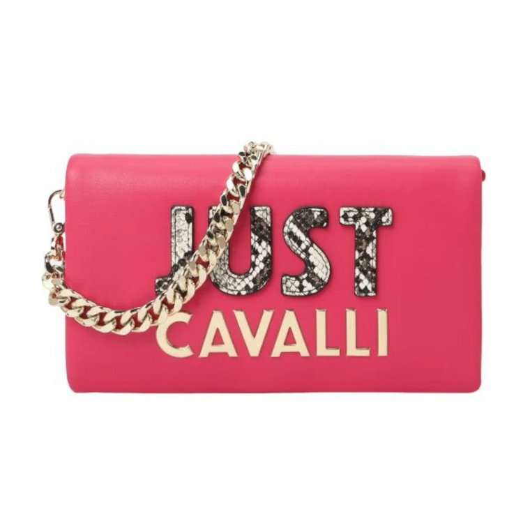 Fuchsia Łańcuchowa Torba na Ramię z Logo Just Cavalli