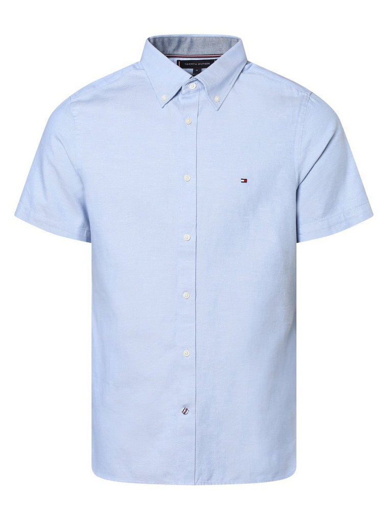 Tommy Hilfiger - Męska koszula z dodatkiem lnu, niebieski